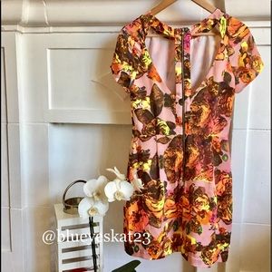 TopShop Pink Floral Dress with Back Cut-Out